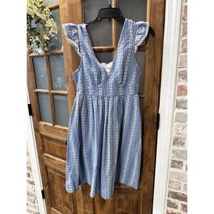 Peyton & Parker Short Sleeve Flutter Sleeve A-Line Dress Size XS‎ Embroidery